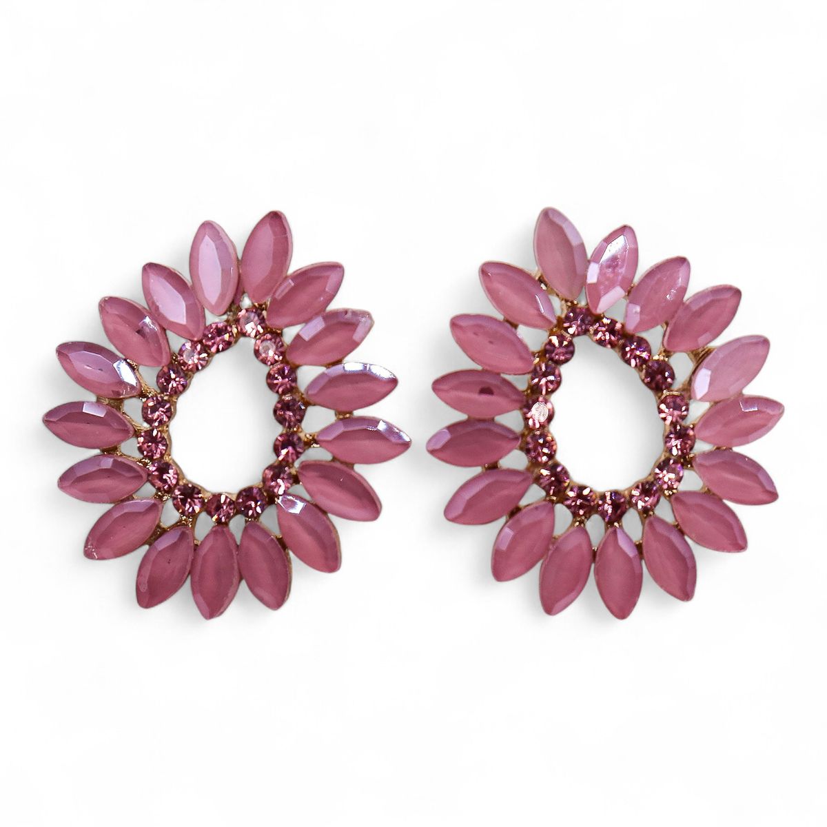 Vintage Glass Loop Earrings – Soft Pink