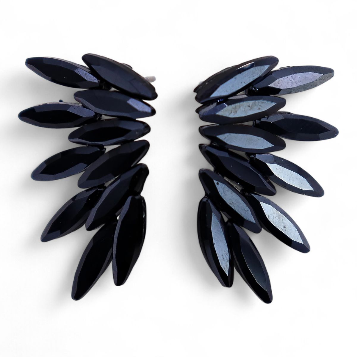 Vintage Glass Earrings – Fairies, Jet Black