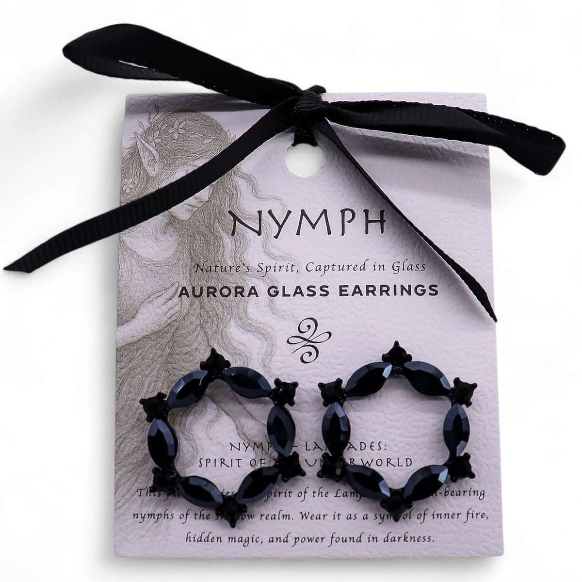 Vintage Glass Earrings – Loop, Jet Black