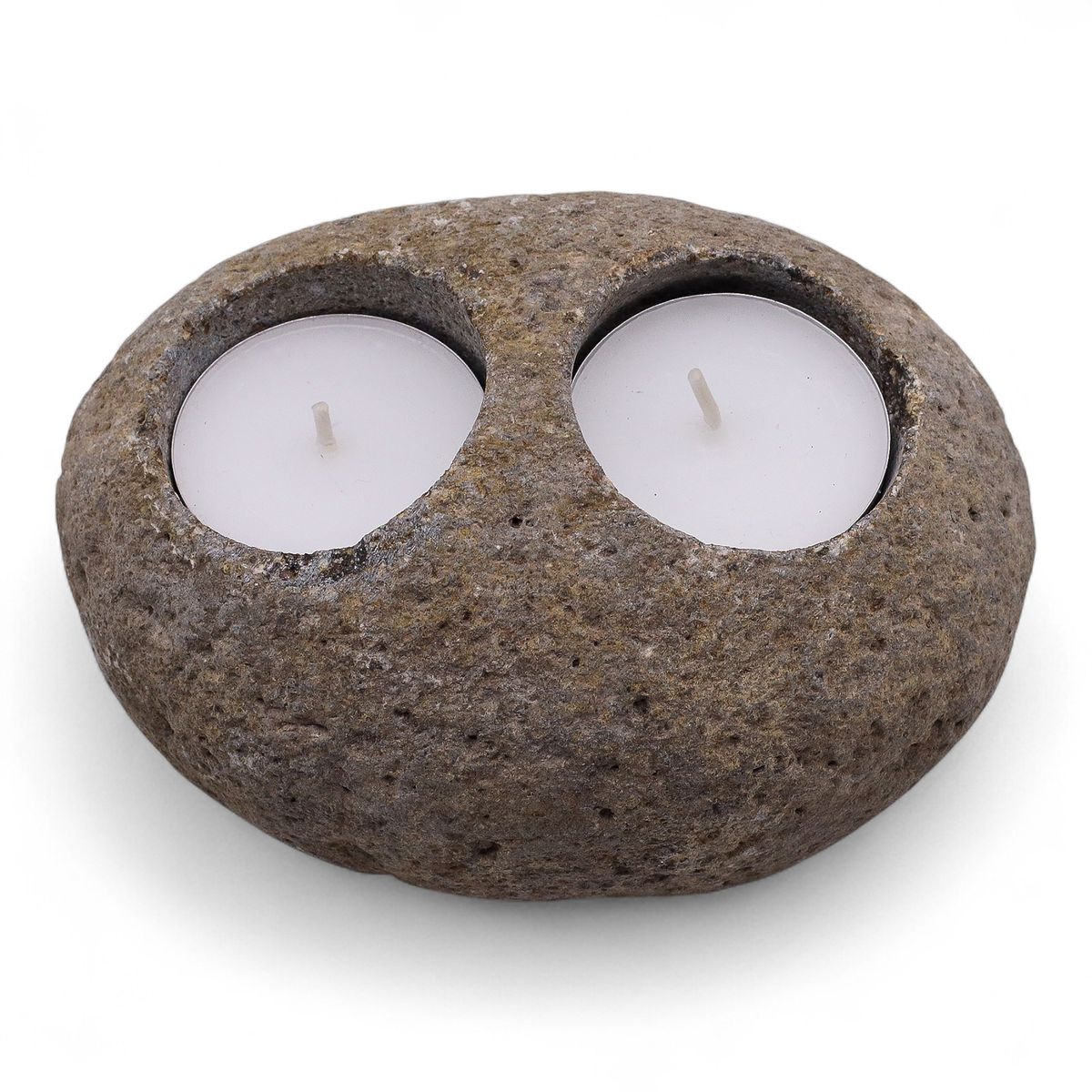 Natural Riverstone Candle Holder – Double Nightlight