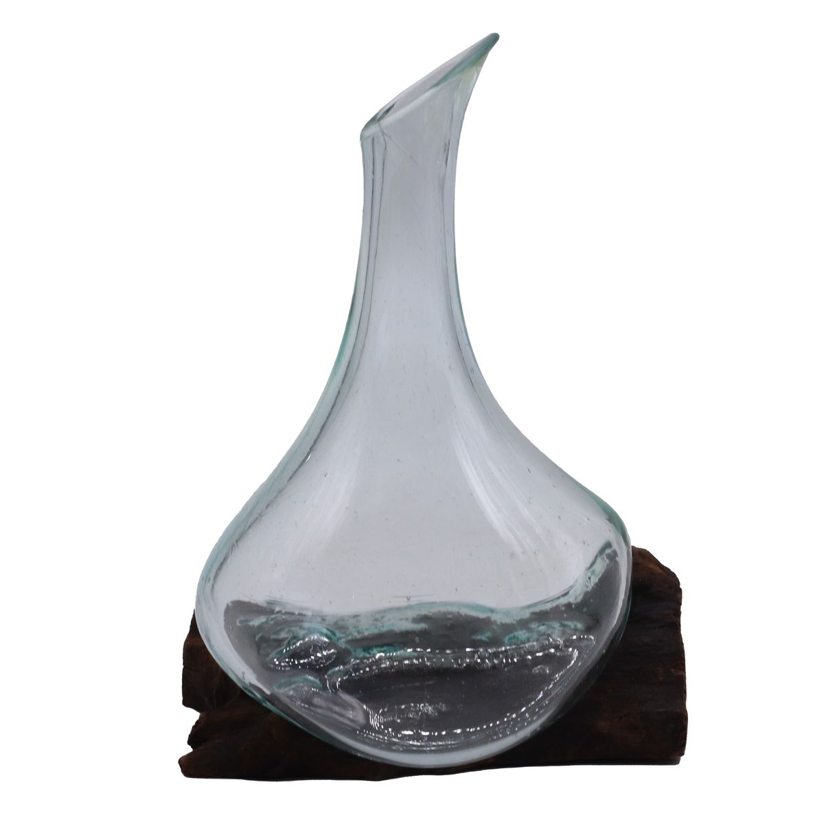 Molten Glass Mini Decanter on Wood – 20cm
