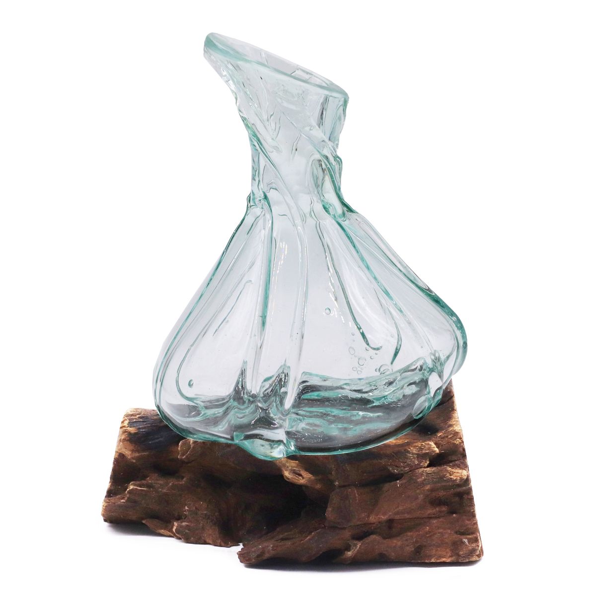 Molten Glass Fancy Mini Decanter on Wood – 24cm
