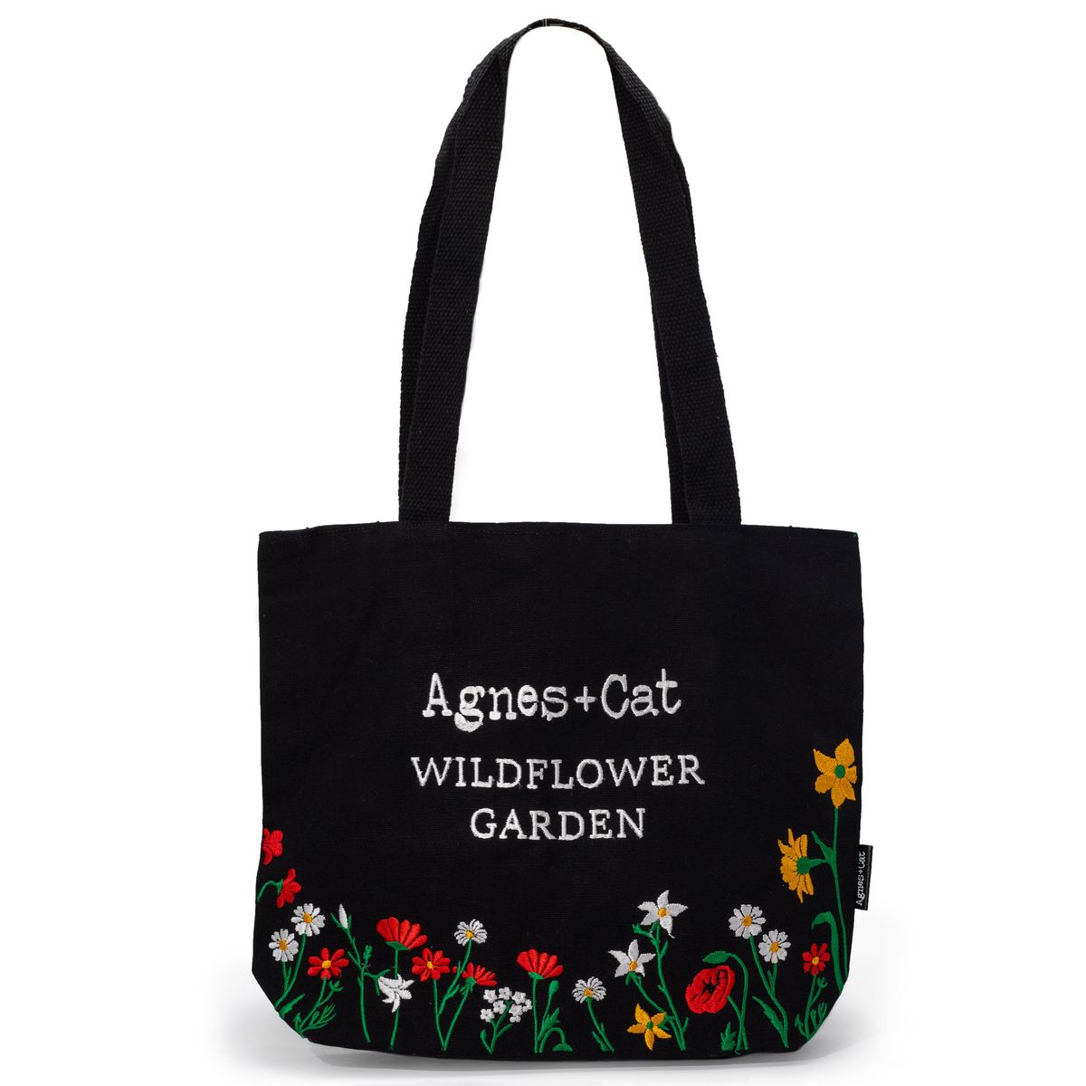 Agnes & Cat Wildflower Garden Tote Bag – Black