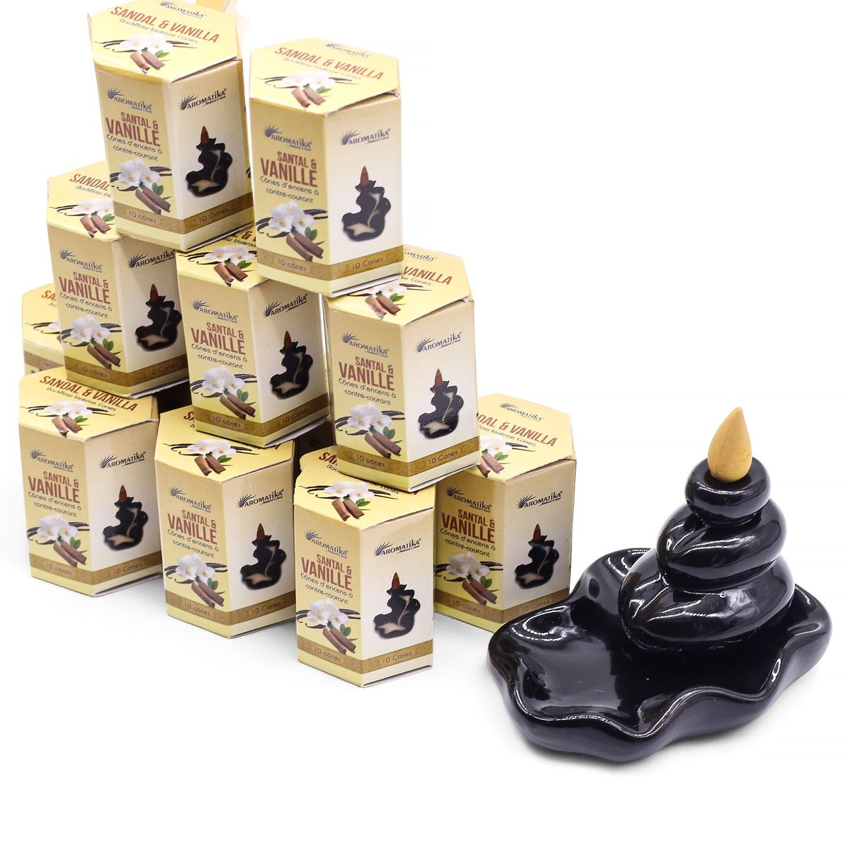 Aromatika Masala Backflow Cones – Sandalwood & Vanilla, Pack of 10
