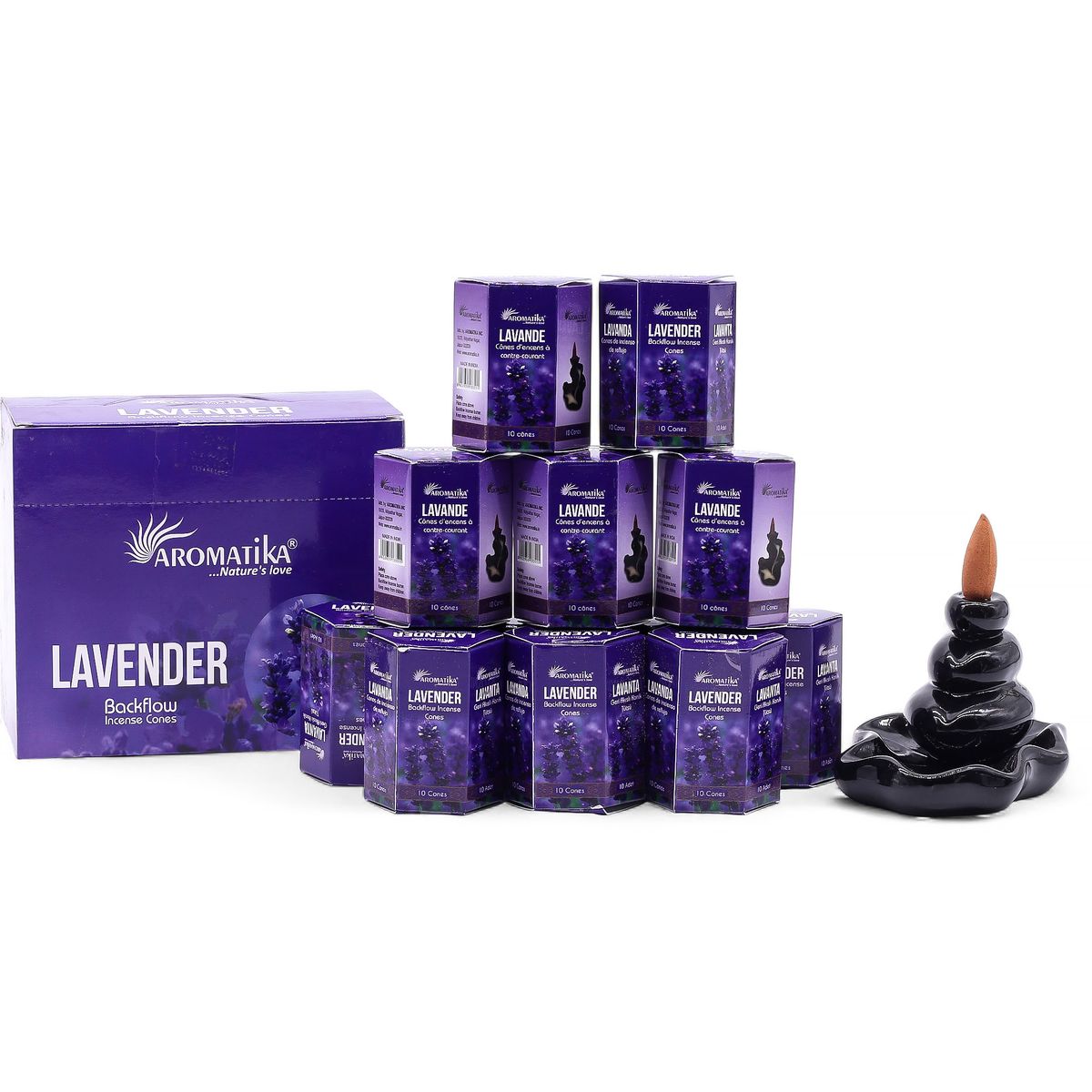 Aromatika Masala Backflow Cones – Lavender, Pack of 10