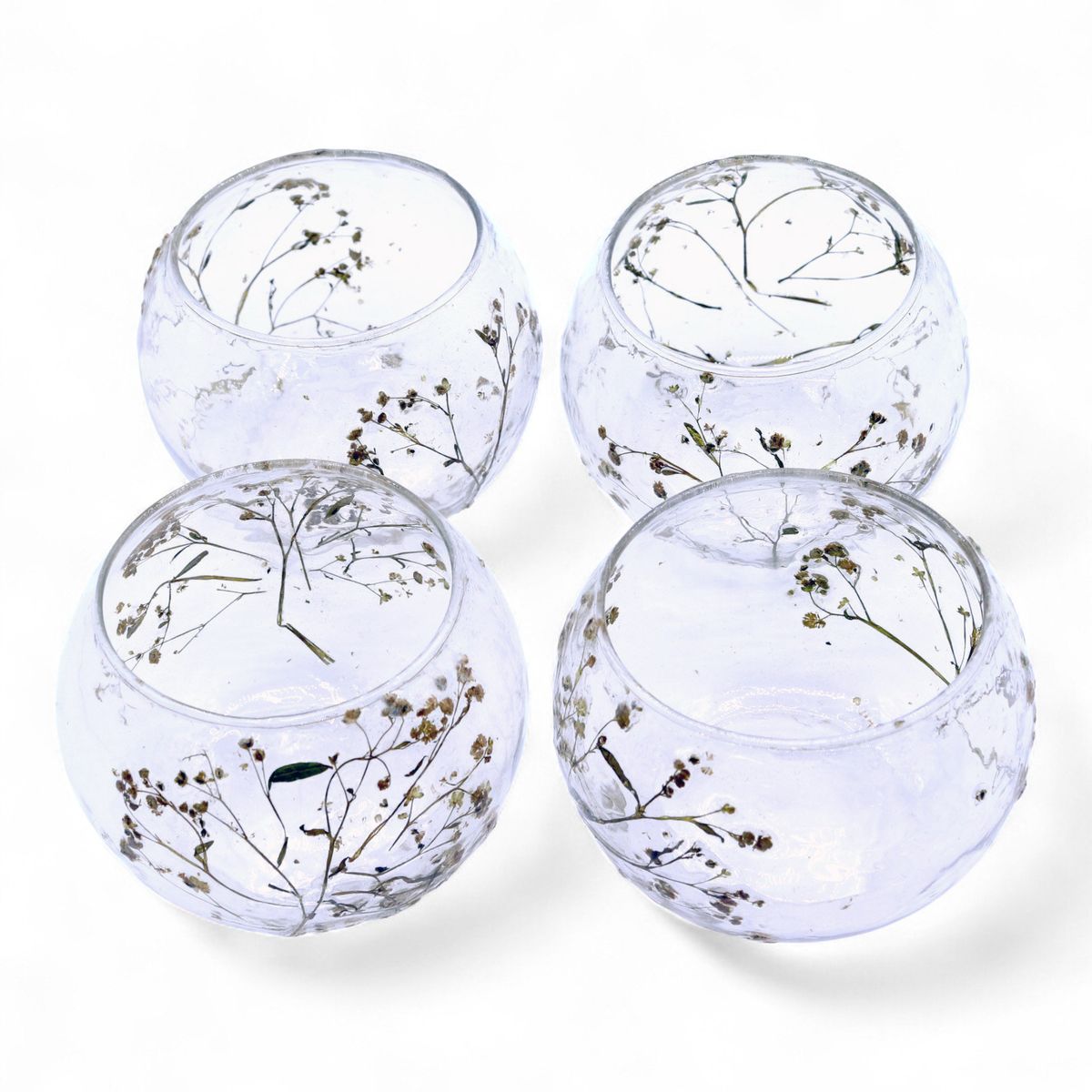 Natural Floral Glass Bowl Candle Holder – Margarita, 8x10cm