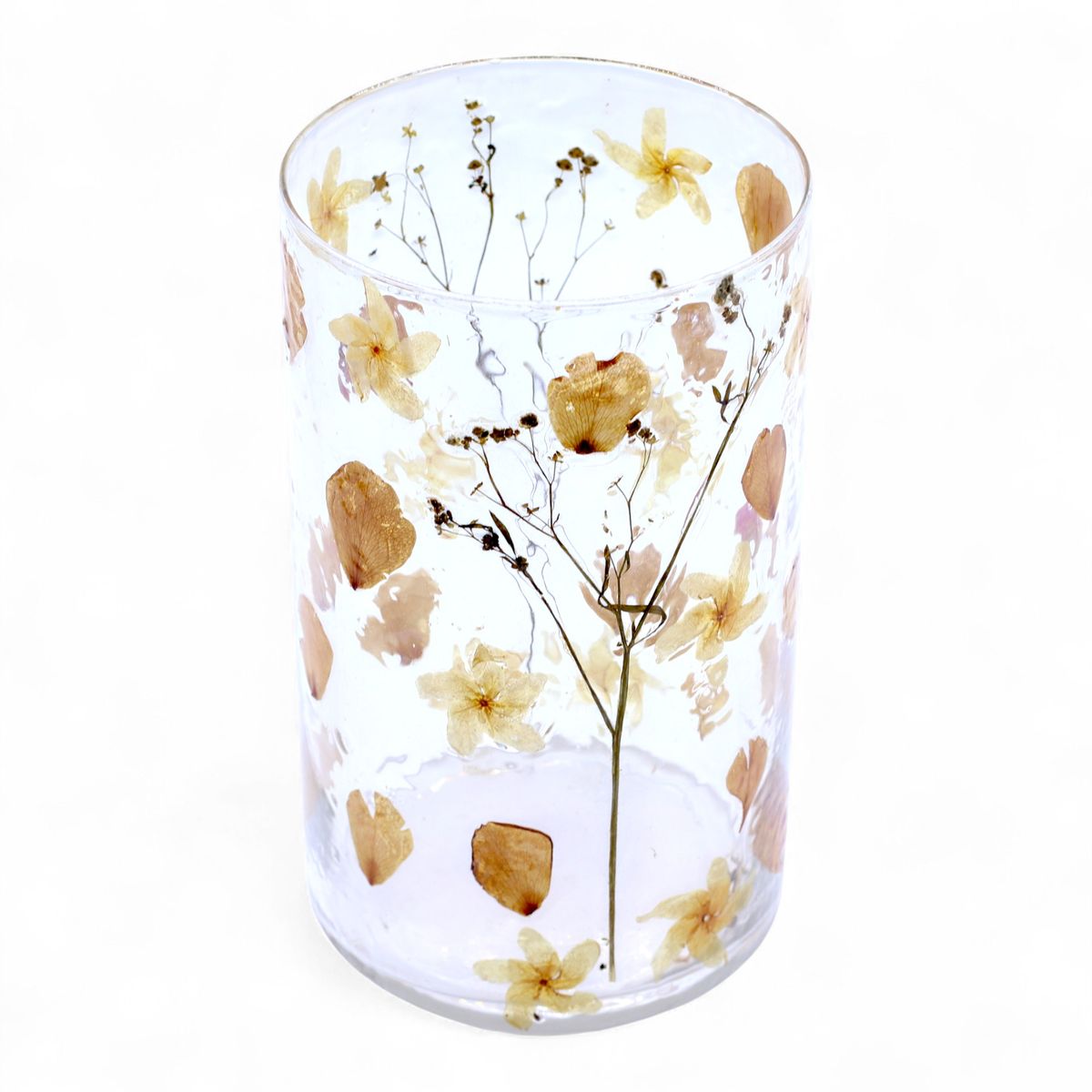 Natural Floral Glass Tall Vase Candle Holder – Rose, 19x11cm