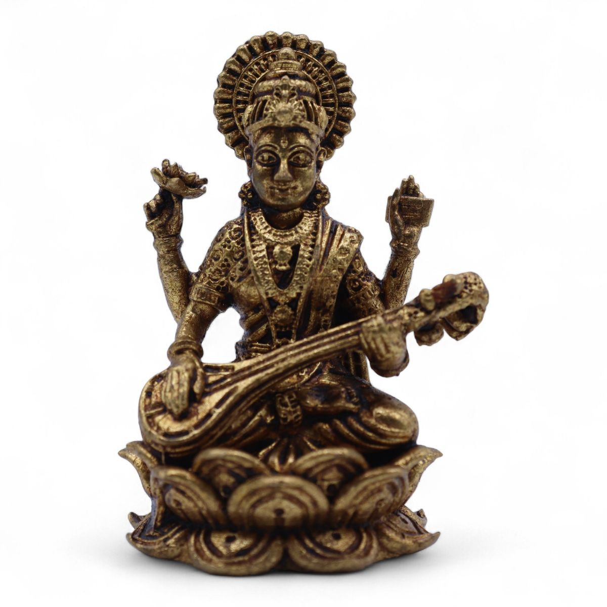 Brass Saraswati Miniature Statue – 49mm