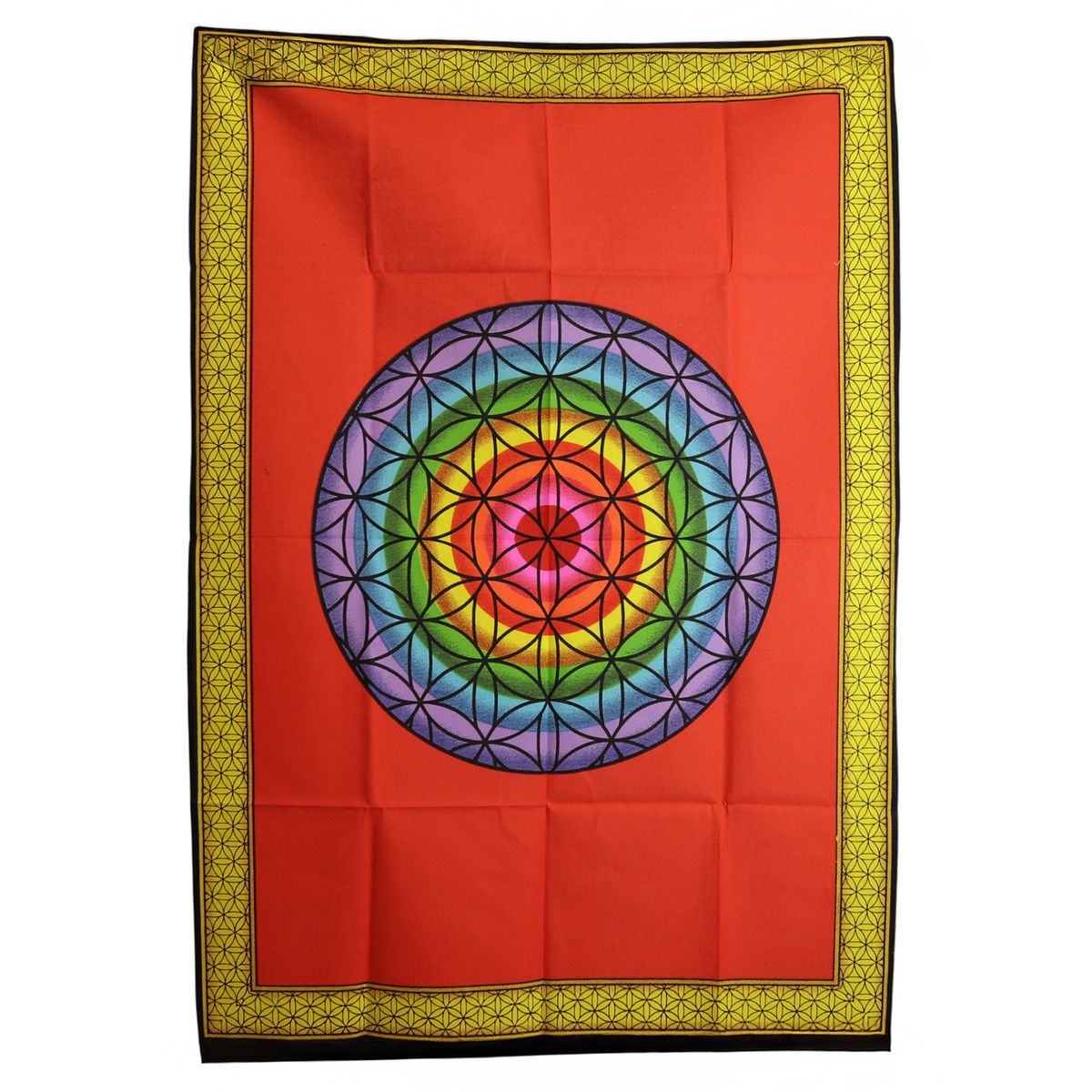Cotton Wall Art – Rainbow Flower of Life, 70 x 110cm