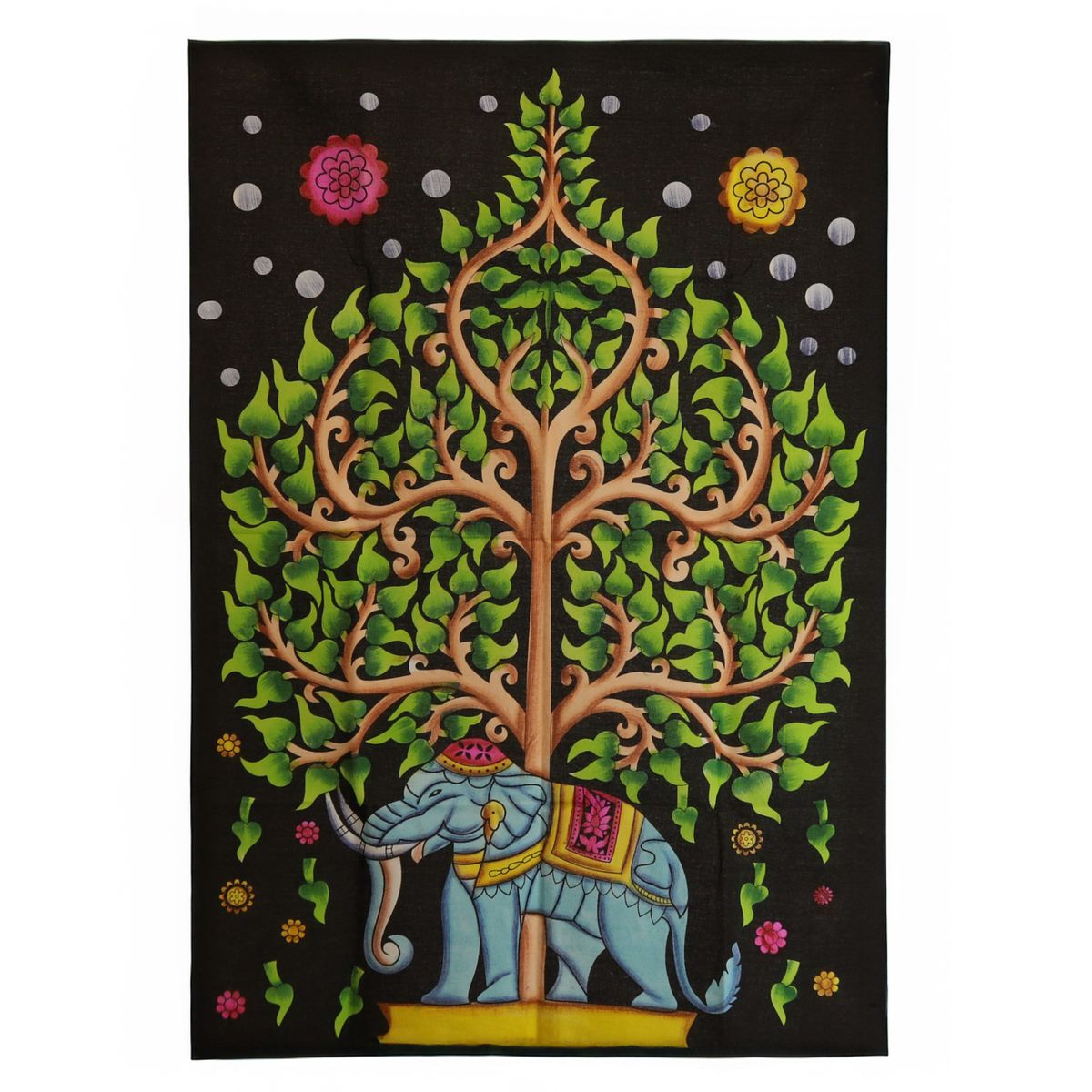 Cotton Wall Art – Elephant & Tree of Life, 70 x 110cm