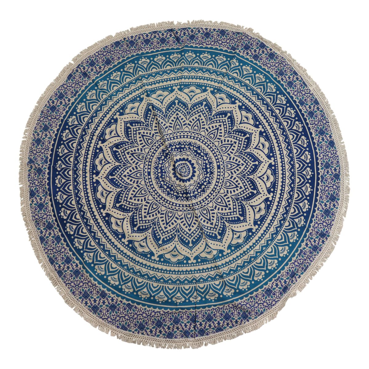 Small Mandala Roundie Cotton Art – Classic Blue, 130cm