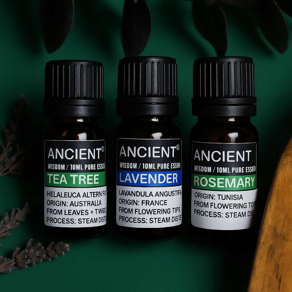 Lavender, Tea Tree & Rosemary Essential Oil Set – 3 x 10ml