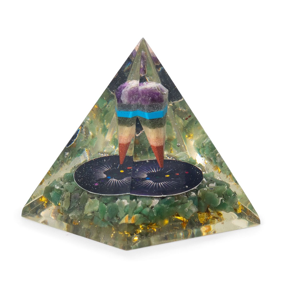 Orgonite Pyramid with Pendulum – Green Aventurine, 7 x 6cm