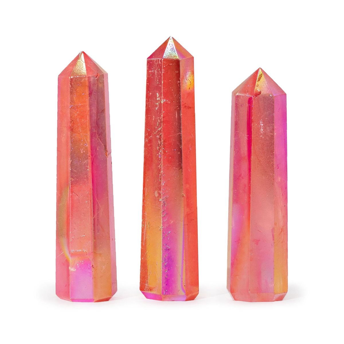 Aurora Crystal Quartz Obelisk Point – Peach, 9cm