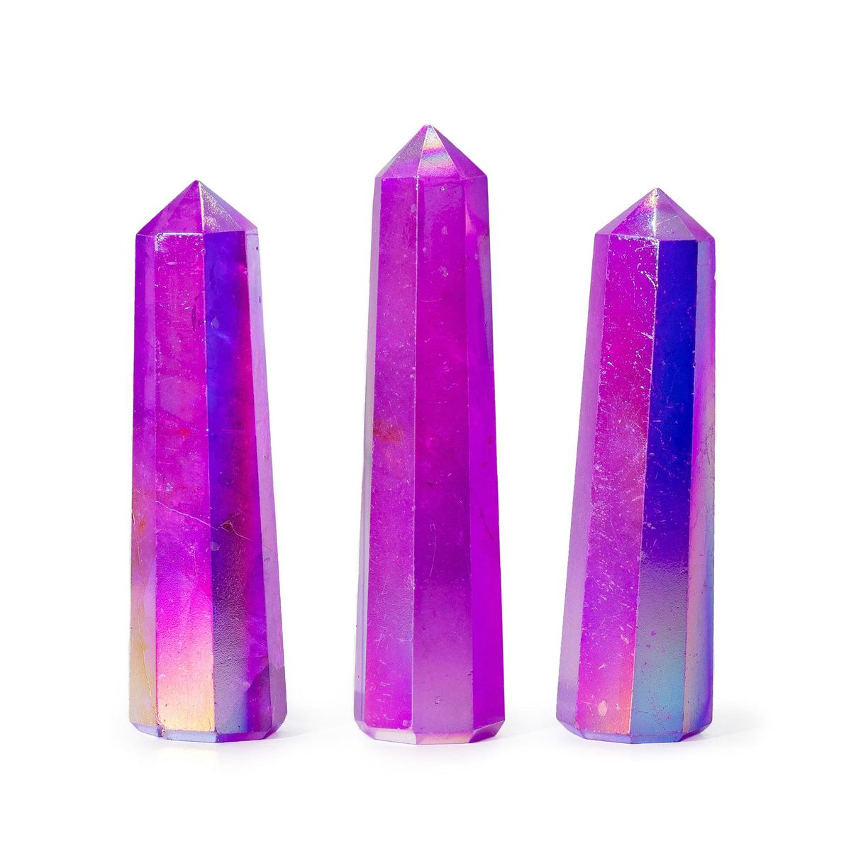 Aurora Crystal Quartz Obelisk Point – Purple, 9cm
