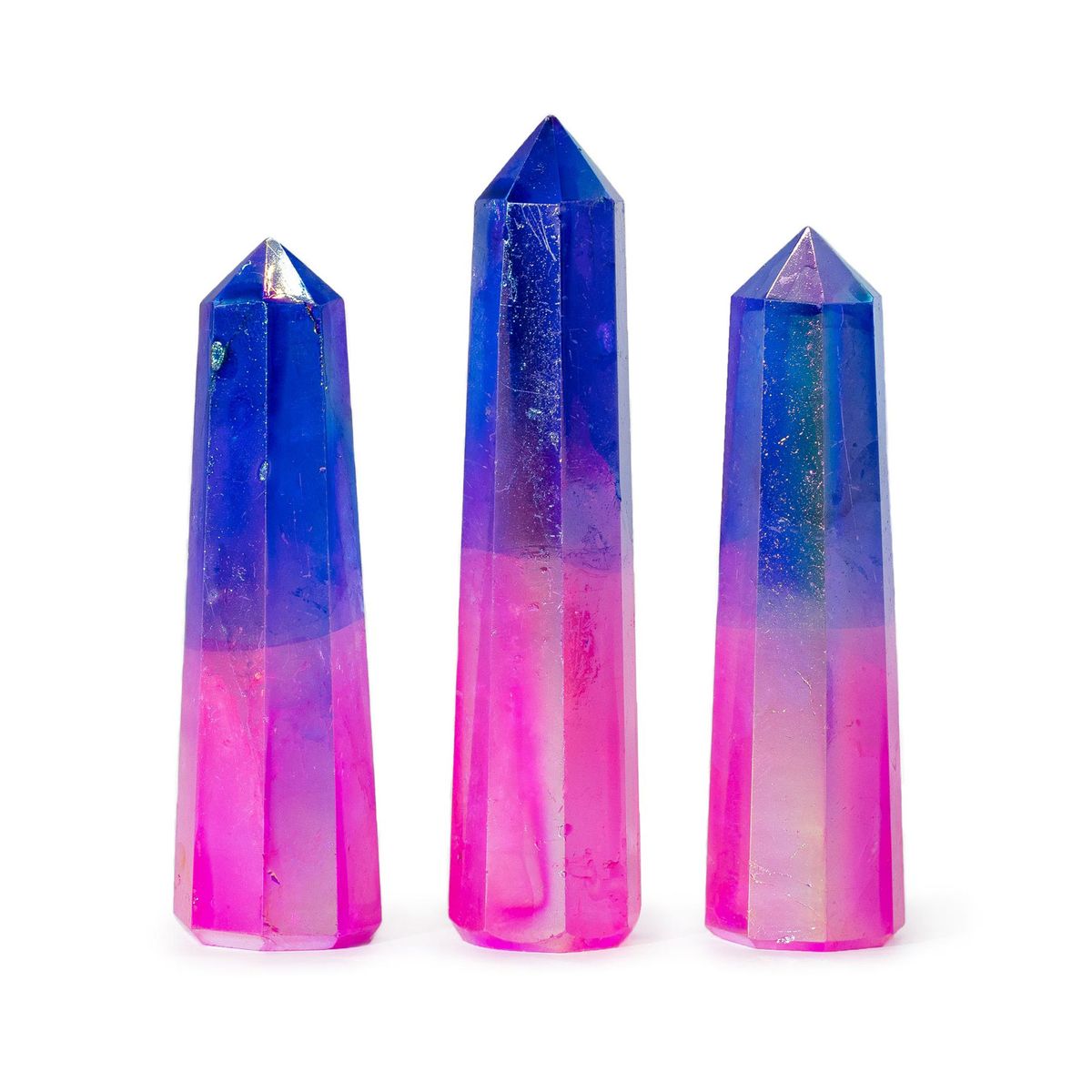 Aurora Crystal Quartz Obelisk Point – Pink & Blue, 9cm