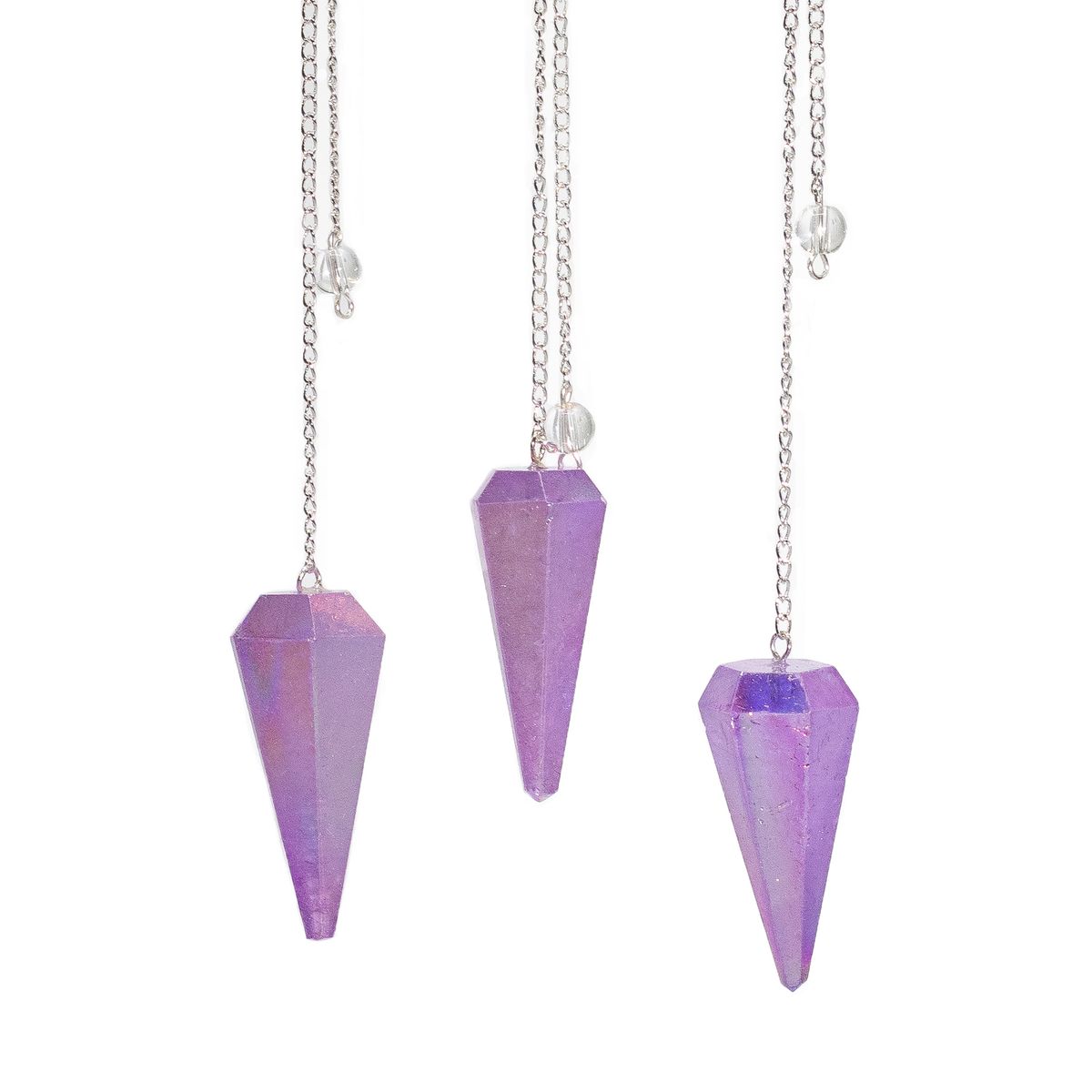 Six Sided Aurora Crystal Pendulum – Purple, 4cm