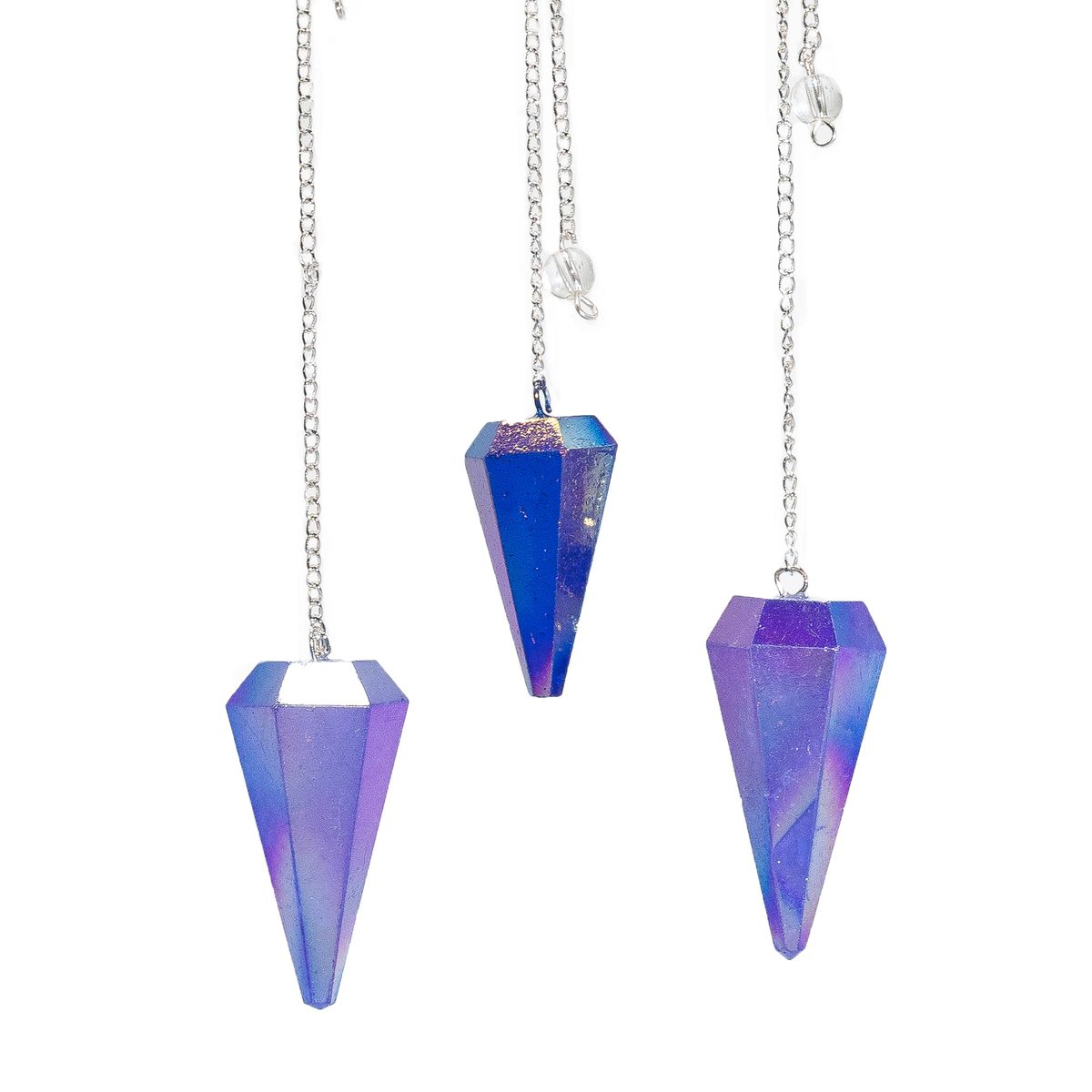 Six Sided Aurora Crystal Pendulum – Blue, 4cm