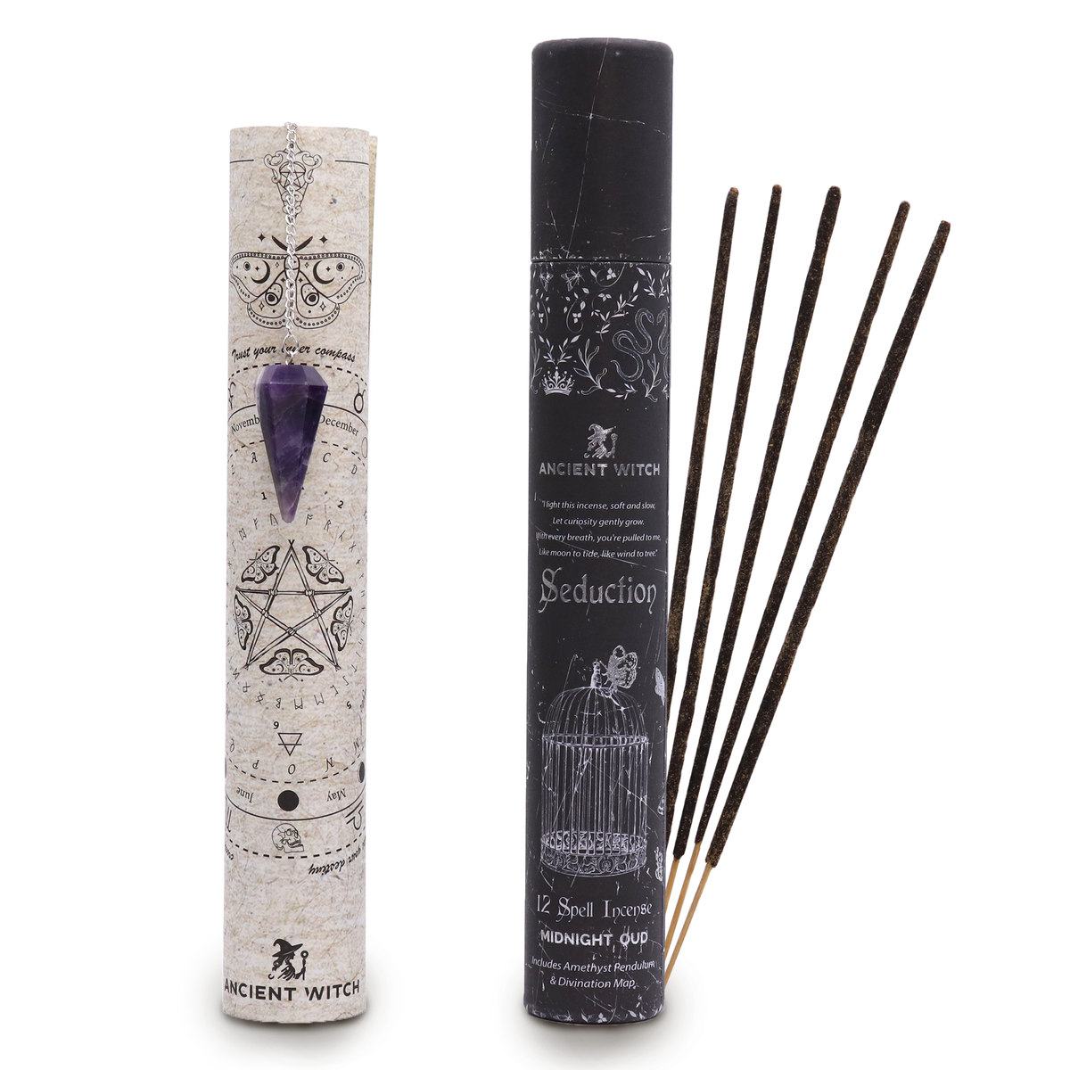 Ancient Witch Spell Incense – Seduction, Amethyst Pendulum