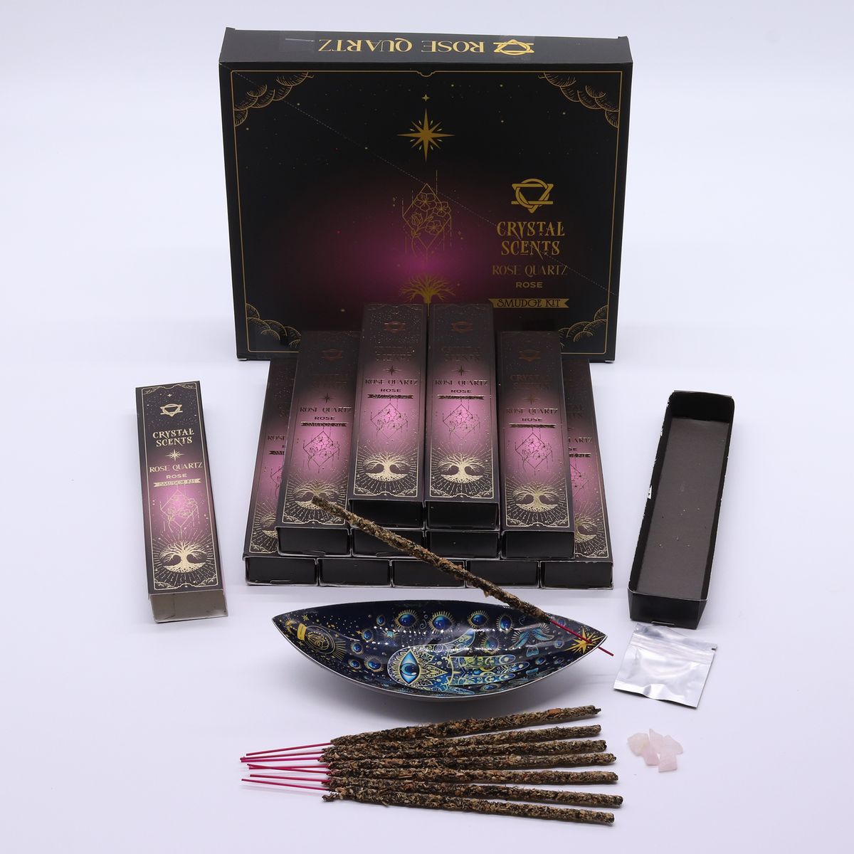 Rose Quartz Crystal Scents Smudge Incense Sticks – Rose
