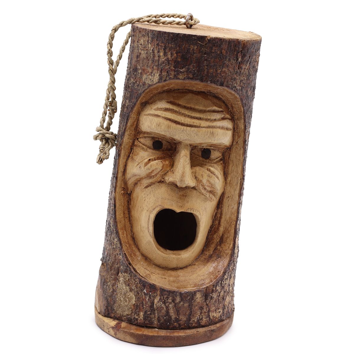 Tree Trunk Face Bird House – Grumpy Old Man