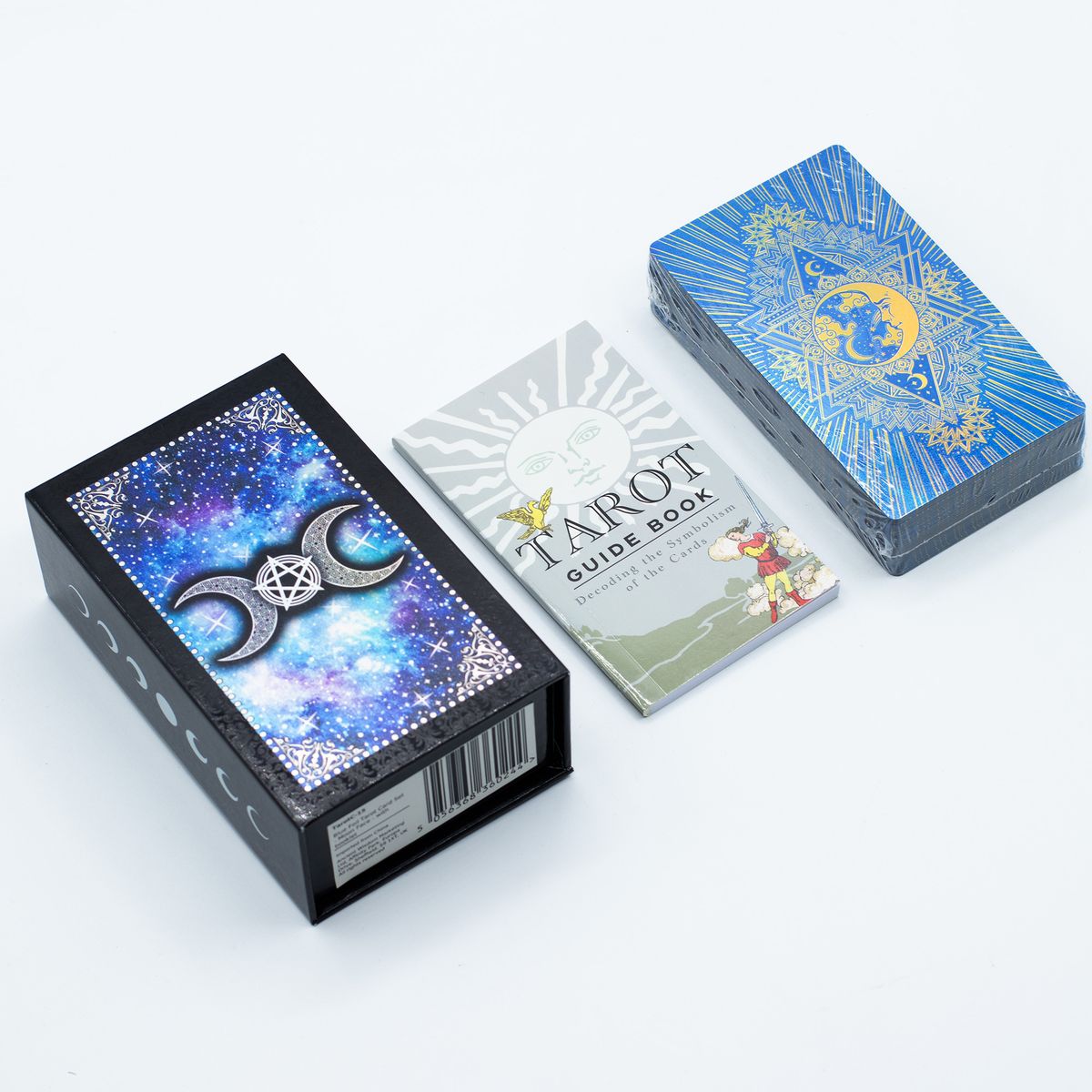 Blue Foil Tarot Card Set with Booklet – Moon Face