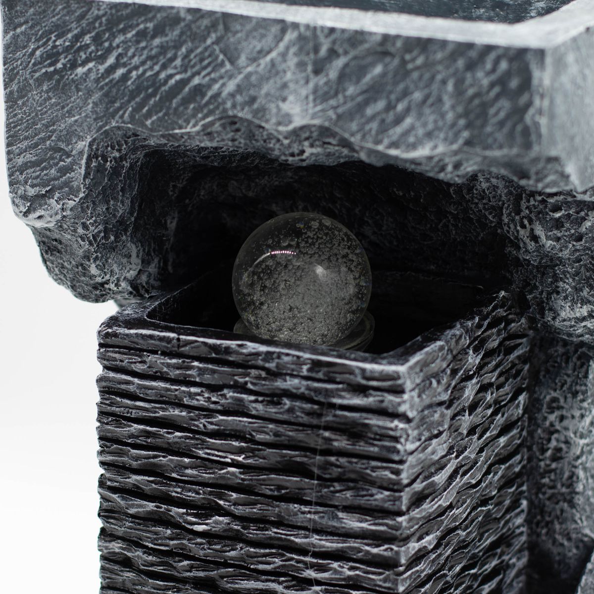Rock Water Feature with Colour Changing Crystal Ball – 48cm