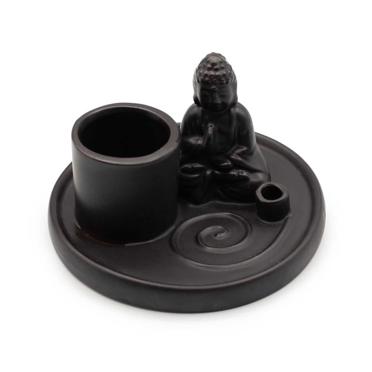 Multi-Purpose Buddha Ceramic Incense Plate – Matt Black