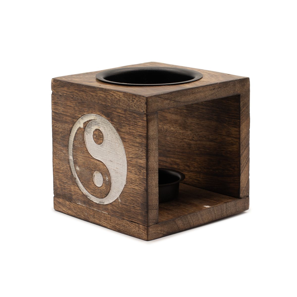 Mango Wood Oil Burner – Yin Yang, Square