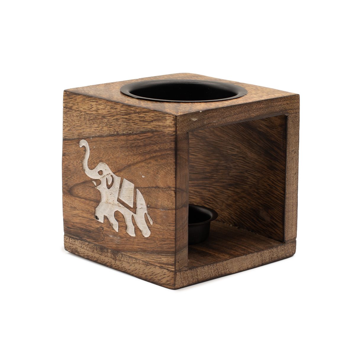 Mango Wood Oil Burner – Elephant, Square