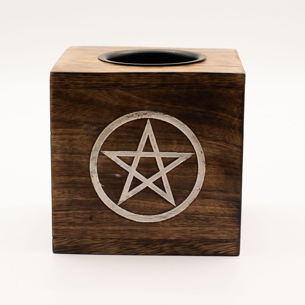 Mango Wood Oil Burner – Pentagon, Large Square