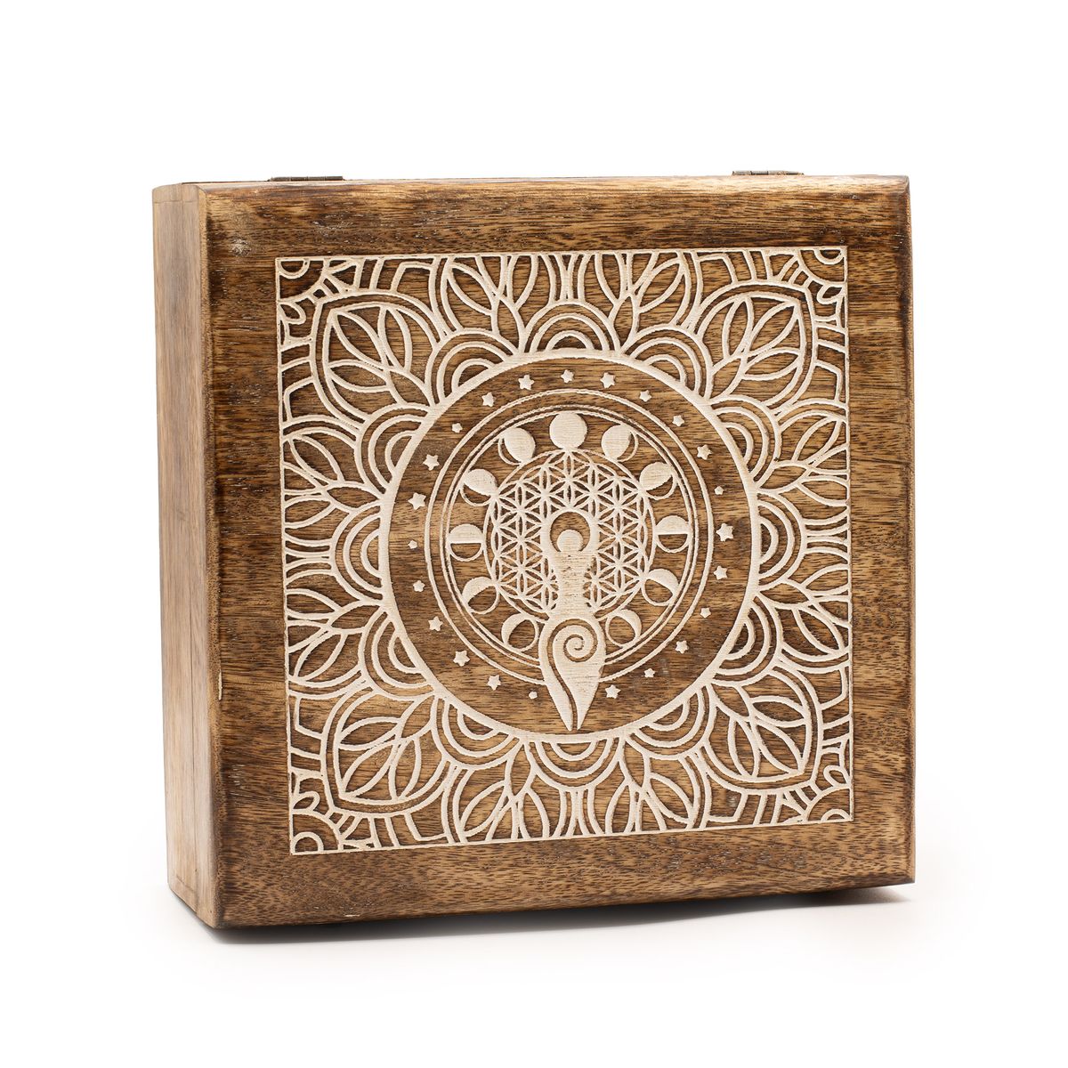 Extra Large Mango Wood Box – Moon Phase Goddess