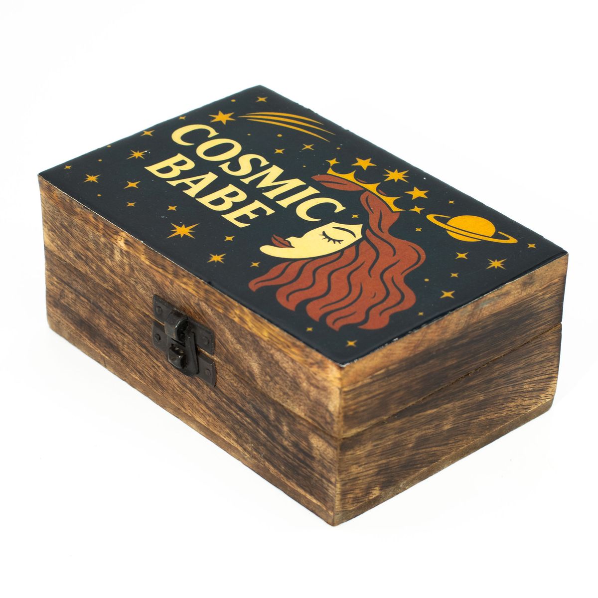 Enamelled Wooden Box – Cosmic Babe, Medium