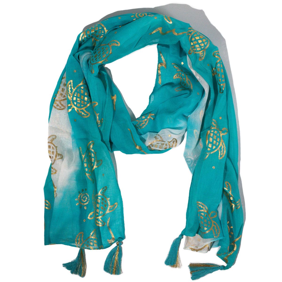 Nomad Sari Summer Turtle Print Scarf – Turquoise, 180x50cm