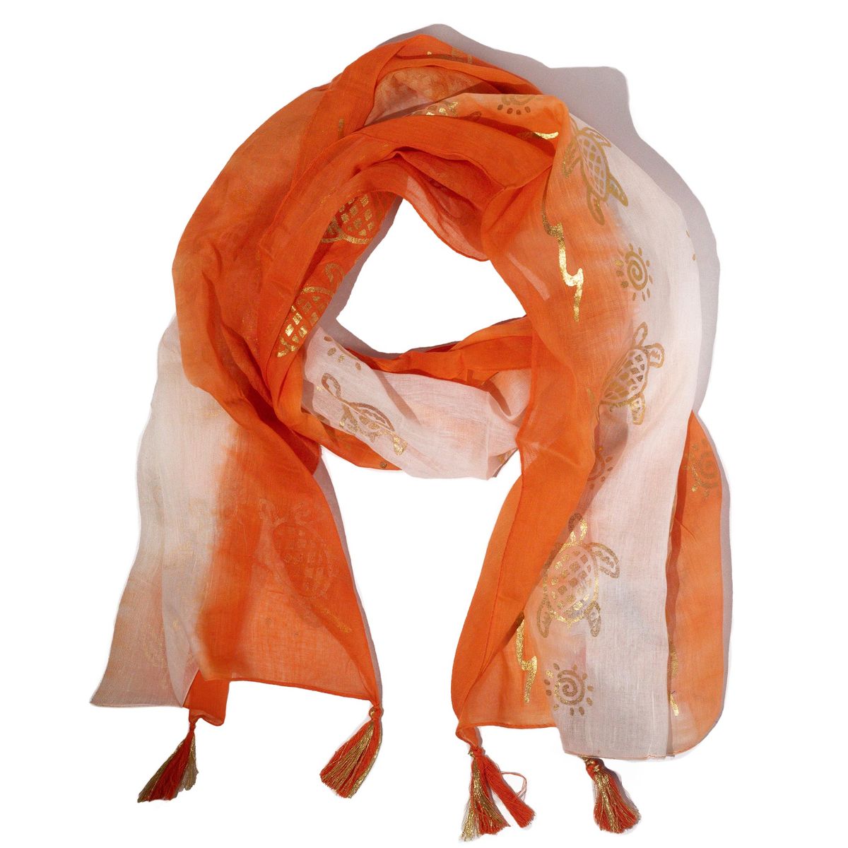 Nomad Sari Summer Turtle Print Scarf – Coral, 180x50cm