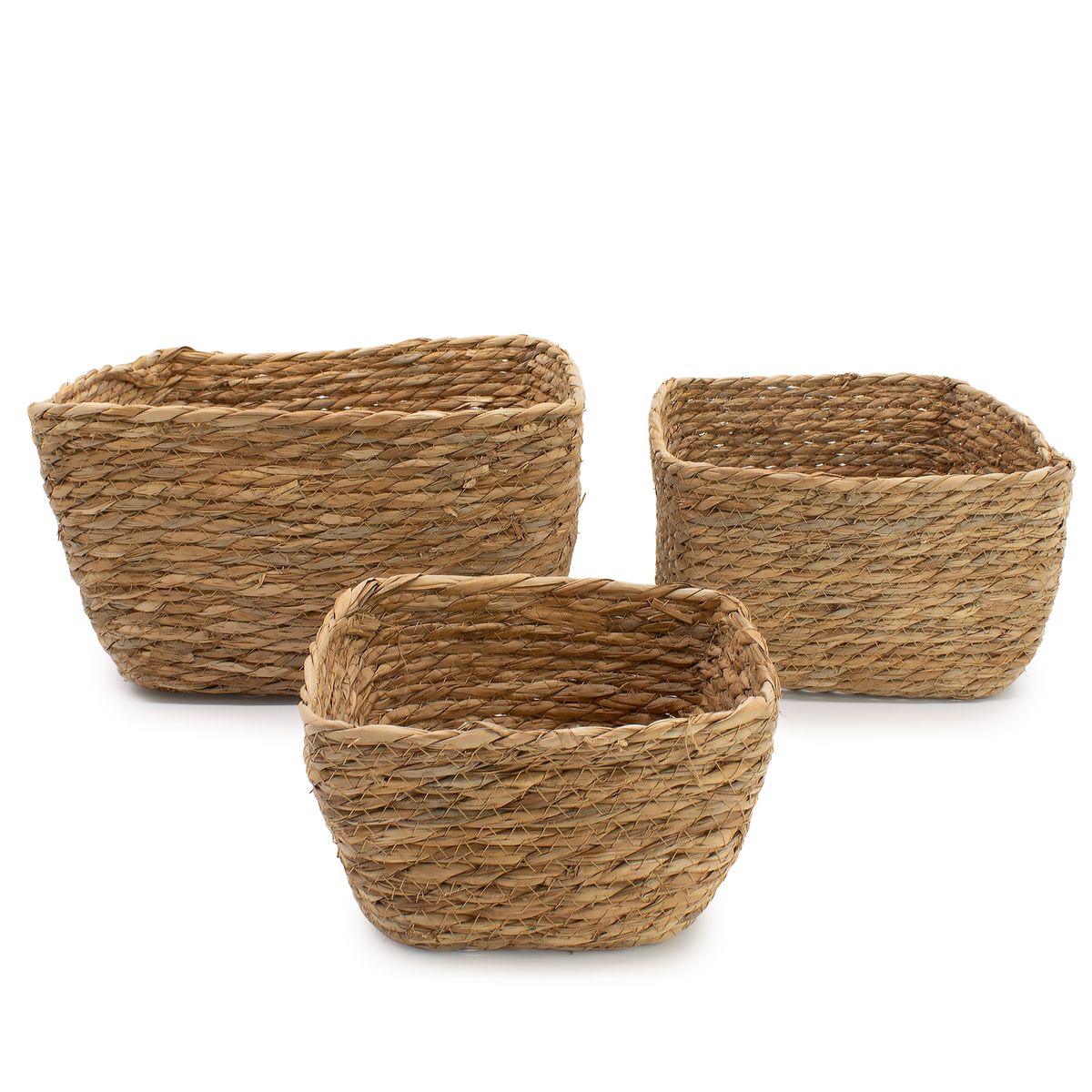 Seagrass Square Baskets – Natural, Set of 3