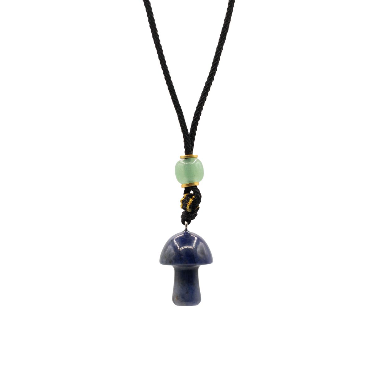 Gemstone Pendant on Cord Necklace – Sodalite Mushroom