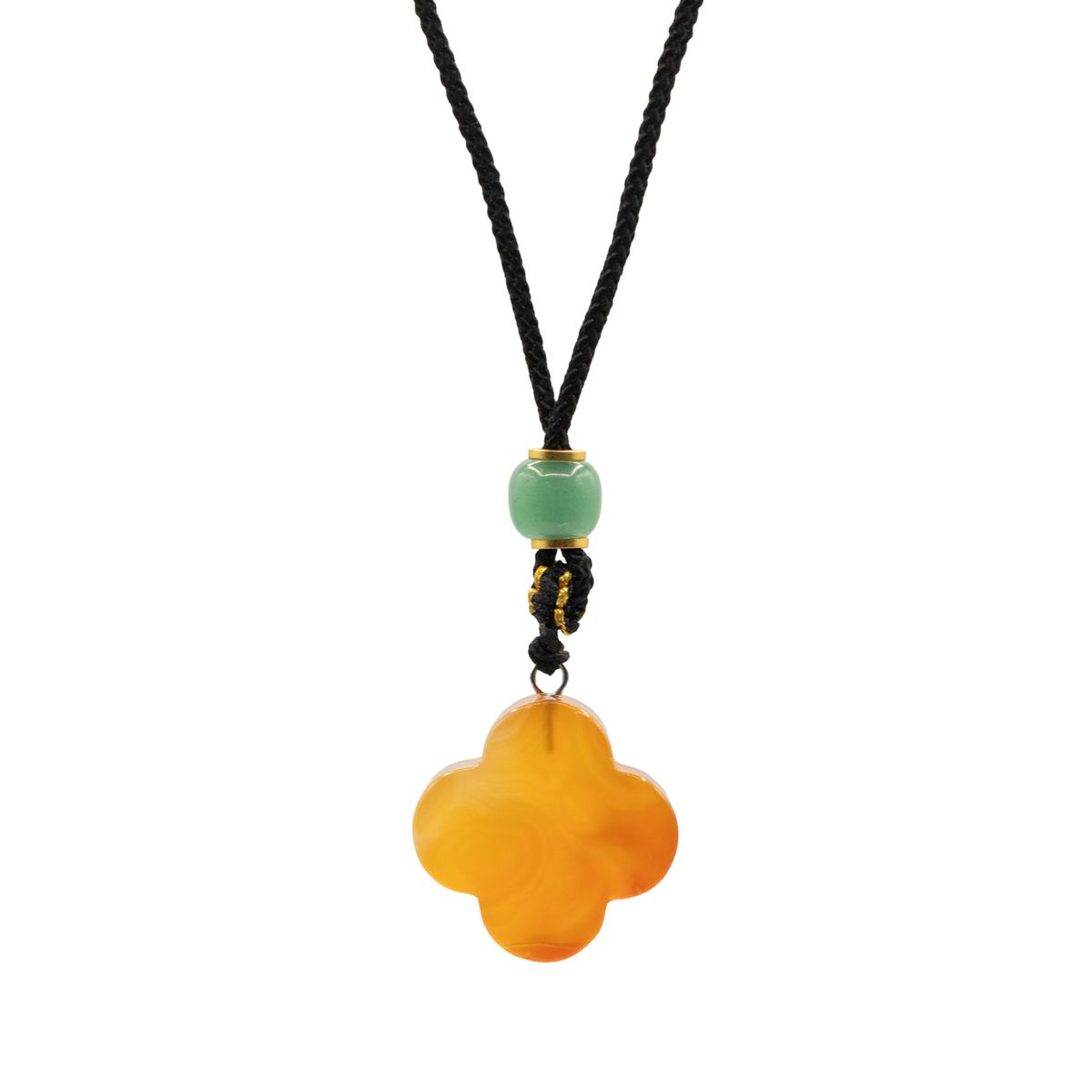 Gemstone Pendant on Cord Necklace – Red Jade Clover