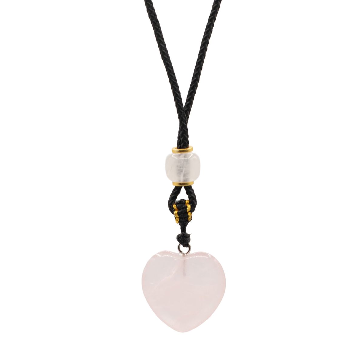 Gemstone Pendant on Cord Necklace – Rose Quartz Heart