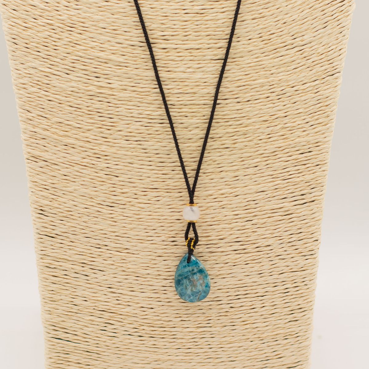 Gemstone Pendant on Cord Necklace – Howlite Teardrop