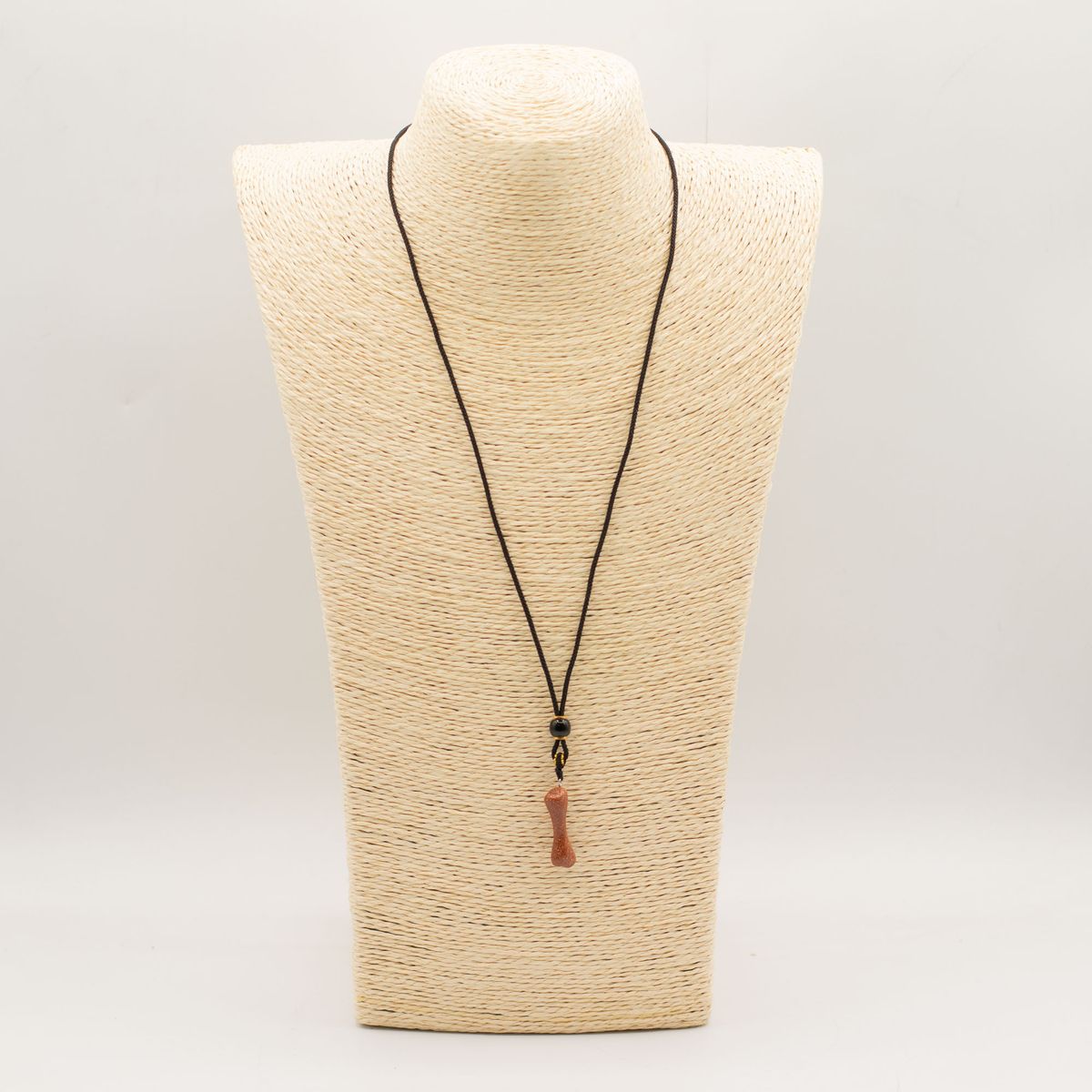 Gemstone Pendant on Cord Necklace – Goldstone Bone