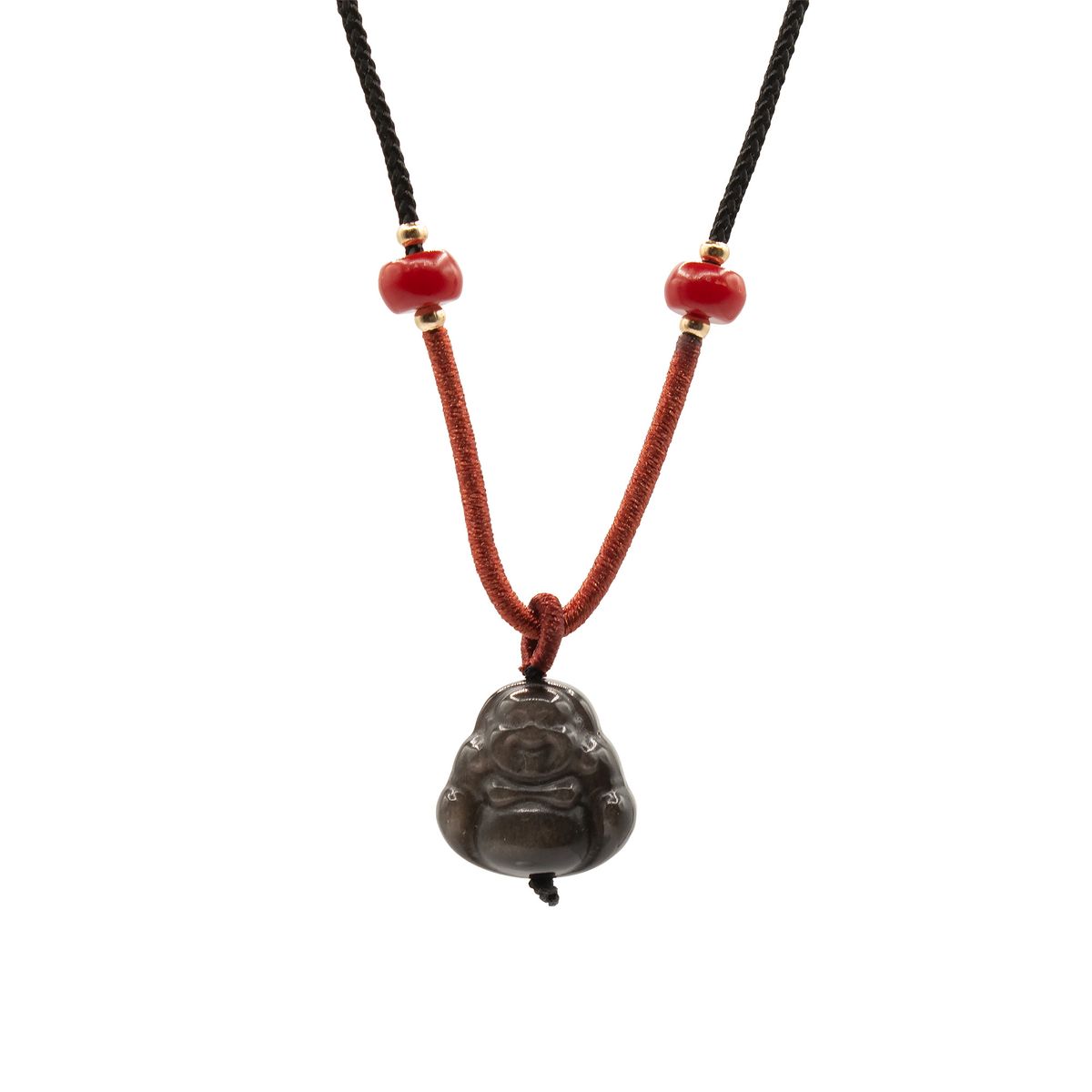 Silver Obsidian Buddha Gemstone Pendant