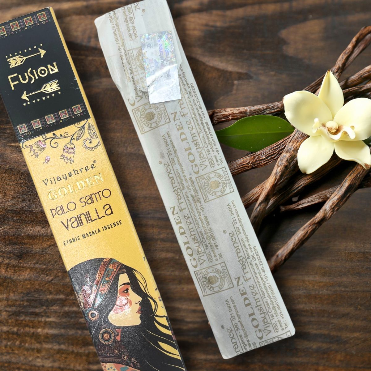 Golden Palo Santo & Vanilla Incense Sticks – 15g