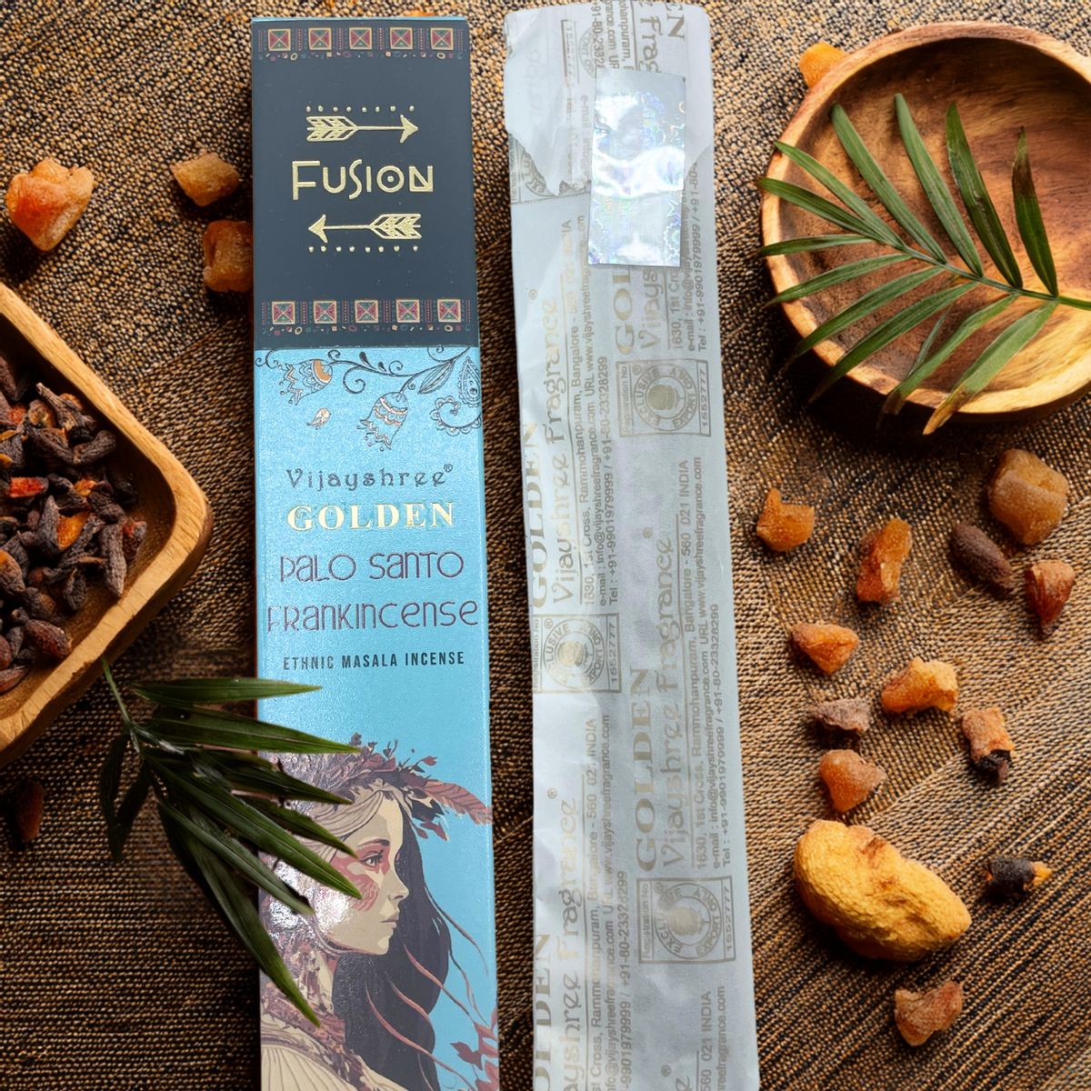 Golden Palo Santo & Frankincense Incense Sticks – 15g