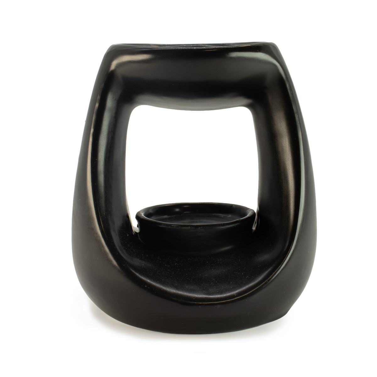 Ceramic Zen Oil Burner – Large Oval Pebble, Matt Black