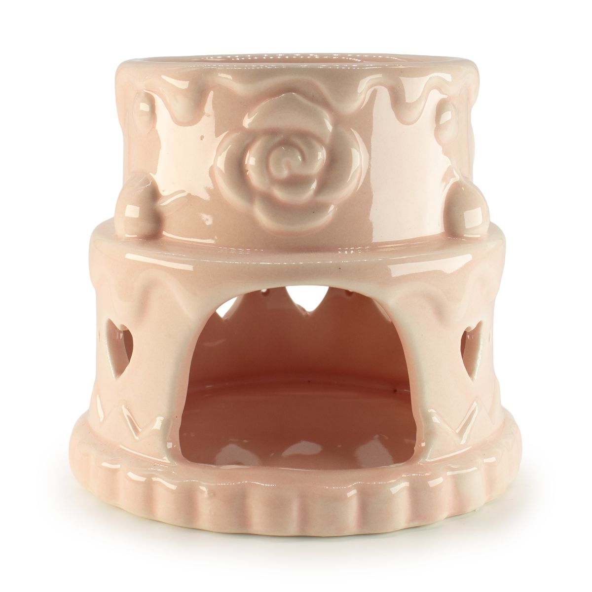 Ceramic Cake Oil Burner – Hearts, Pink