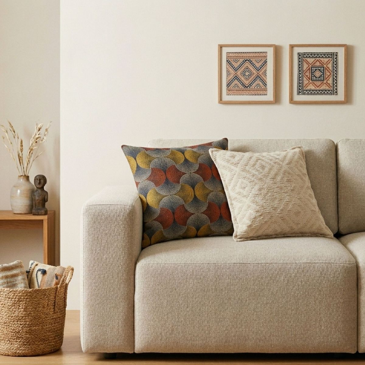 Classic Cushion Cover – Neutral Geo Creme, 45 x 45cm