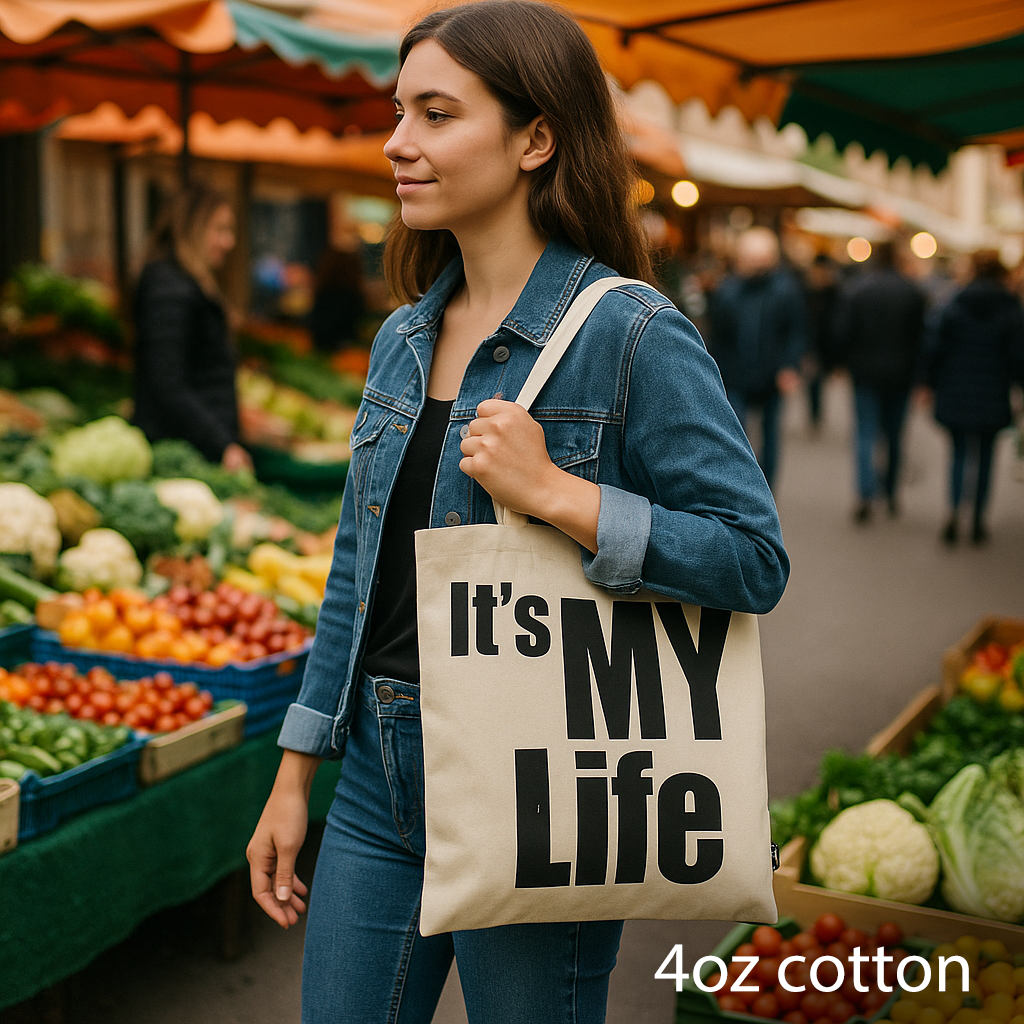 Iconic Basic Tote Bag – It's My Life, Natural