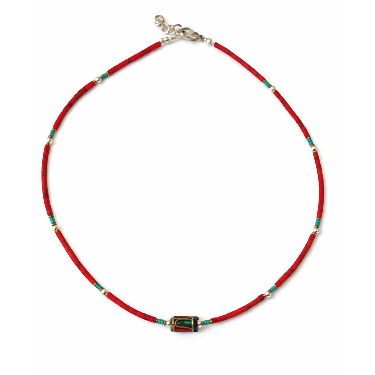 Nepalese Extra Fine Gem Necklace – Coral Tribal Bead