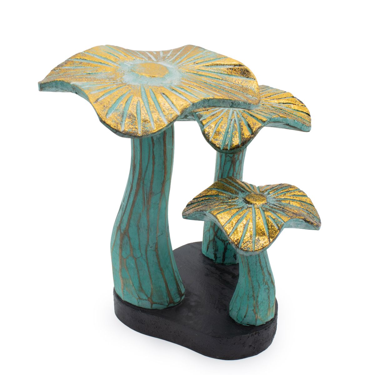 Golden Mushroom Sculpture – Greenwash, 20cm